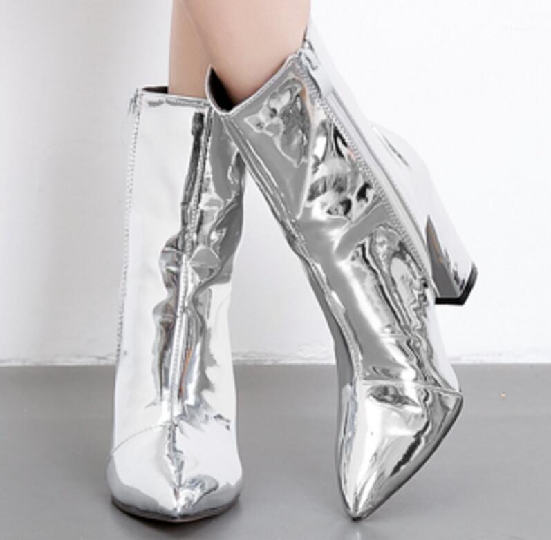 Women Ankle Boots Shoes Woman Chunky High Heels Bling Patent Leather Party Booties Sapato Feminino Zapatos De Mujer WS1811121, Gold
Women Ankle Boots Shoes Woman Chunky High Heels Bling Patent Leather Party Booties Sapato Feminino Zapatos De Mujer WS1811121, Gold