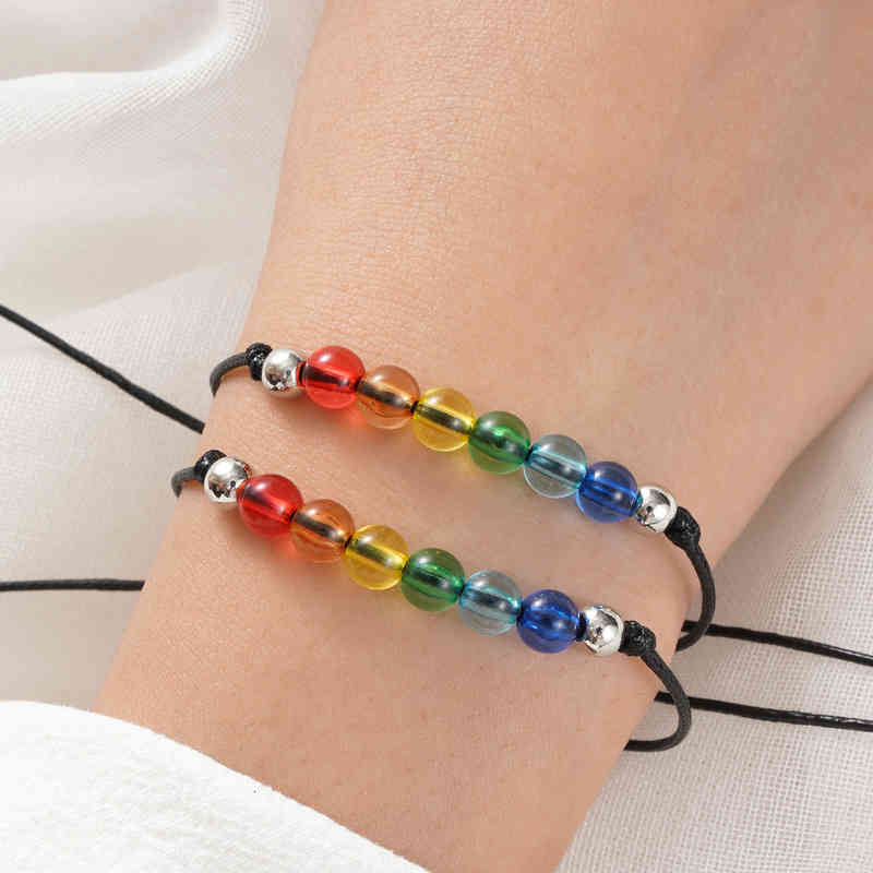2pcs/ Set Rainbow Pride Bracelet Bisexual Lgbt Rope Jewelry for Women Men Gift