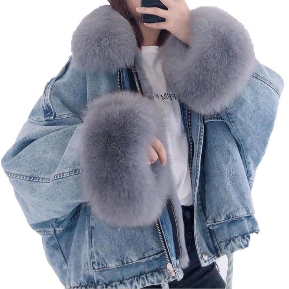 Jacket Women Denim Casual Jacket Women Long Sleeve Short Thick Coats Elegant Winter Outwear Office Ladies Solid Streetwear 201029
