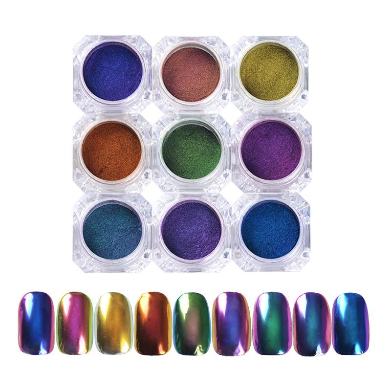 1 Box Nail Glitter Powder Top-Grade Chameleon Laser Powder Nail Glitter Rainbow Pigment Accessories