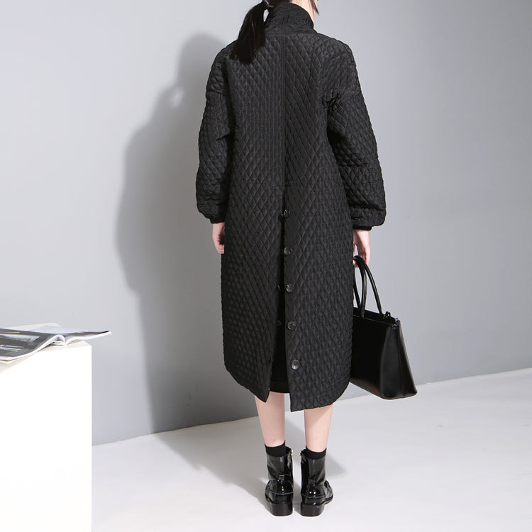 [EAM] 2020 New Large Size Temperament Solid Color Long-sleeved Long Paragraph Cotton Jacket Female WTH LJ201127