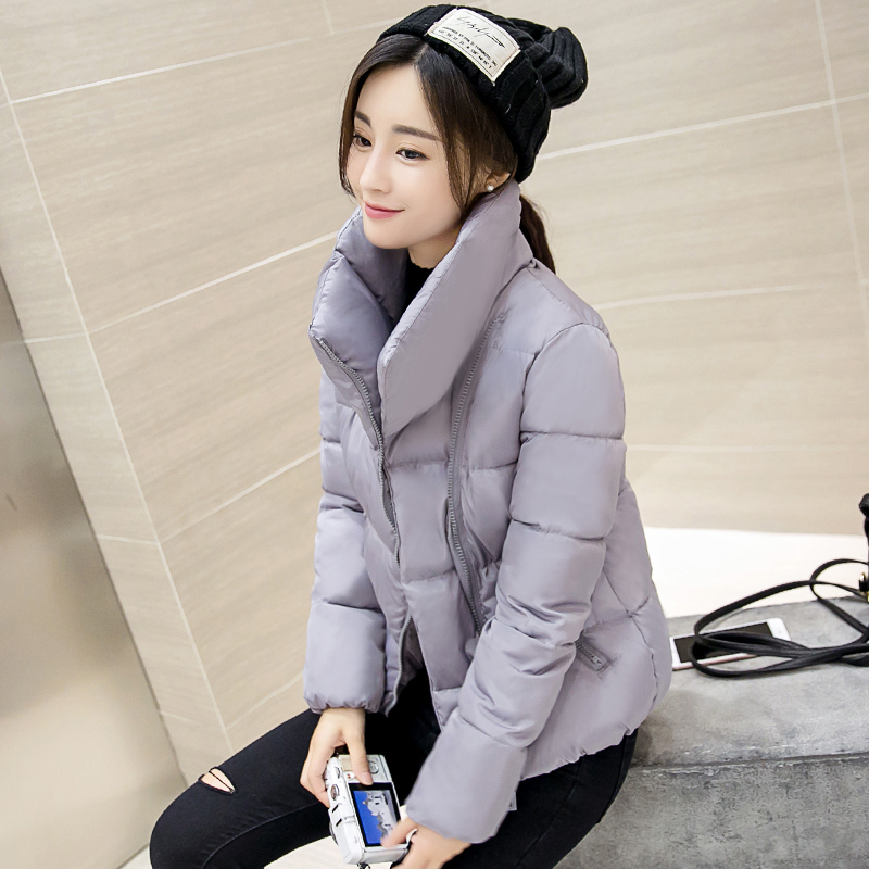 Stand Collar Short Winter Jacket Women Solid Color Cotton Padded Winter Autumn Female Coat Parkas Casaco Feminina Inveno T200319