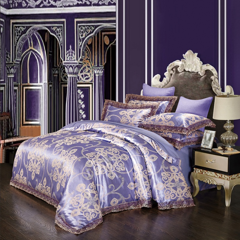 Four-piece Luxury European Bedding Sets Royal Nobility Silk Lace Quilt Cover Pillow Case Duvet Cover Brand Bed Comforters Sets Chic