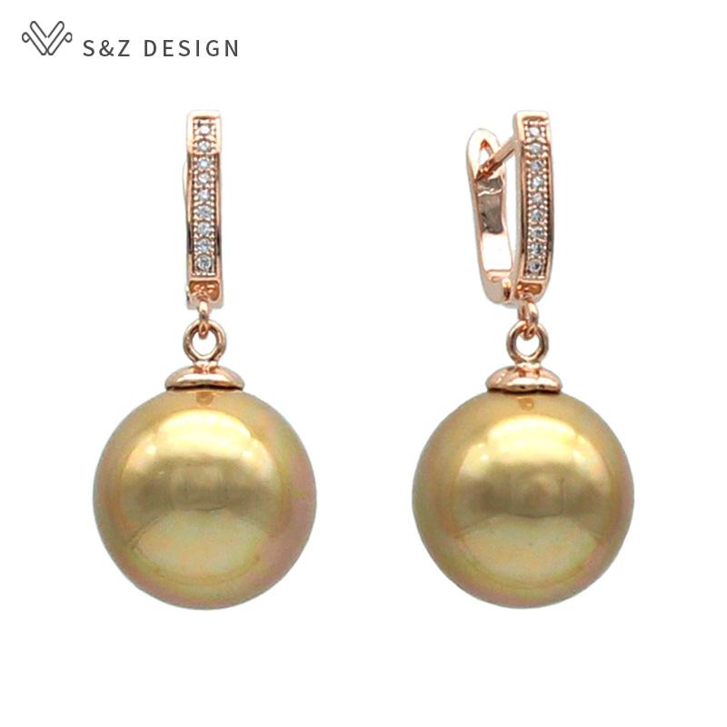 Dangle & Chandelier S&Z Luxury Colorful Imitation Pearl Round Natural Zircon Drop Earrings 585 Rose Gold For Women Wedding Party Jewelry, Silver
Dangle & Chandelier S&Z Luxury Colorful Imitation Pearl Round Natural Zircon Drop Earrings 585 Rose Gold For Women Wedding Party Jewelry, Silver
