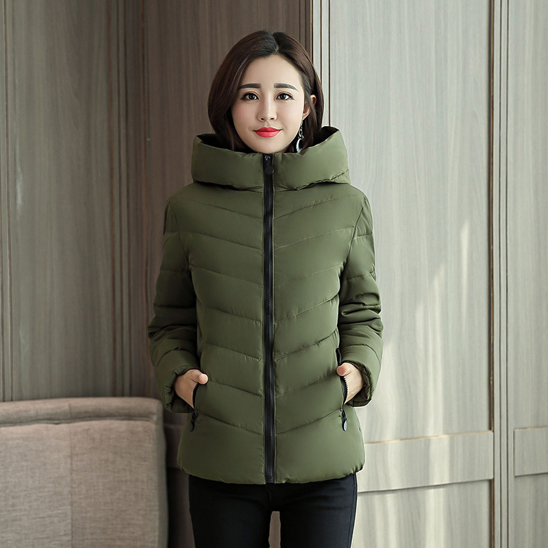 oversized cotton jacket for women winter thick parkas women's hooded stand collar thick casual solid female cold coat 201217