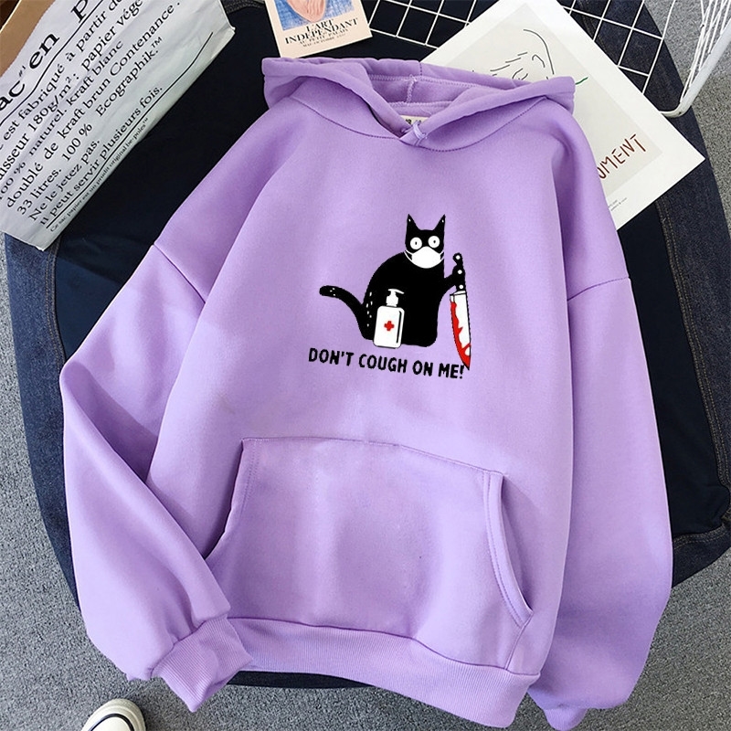 plus size Funny Cat Print women Sweatshirt oversized clothes Hoody Full Sleeve tops Pullovers korean style harajuku hoodies 201201