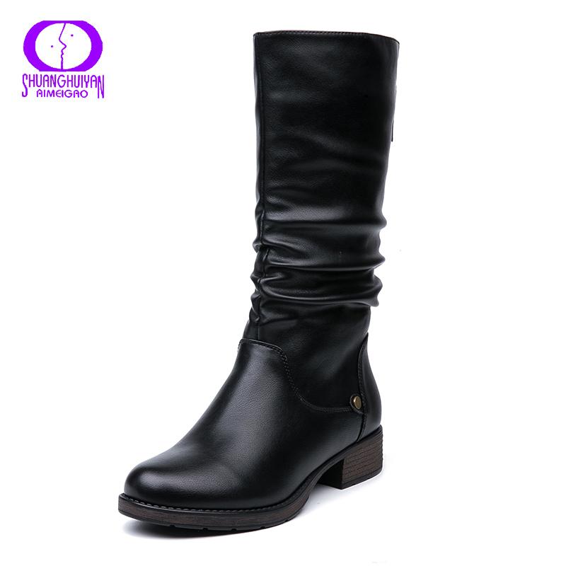AIMEIGAO 2020 Winter Pleated High Boots Women Warm Mid-Calf PU Snow Shoes Female Short Plush Round Toe Zipper Boots Ladies Black
AIMEIGAO 2020 Winter Pleated High Boots Women Warm Mid-Calf PU Snow Shoes Female Short Plush Round Toe Zipper Boots Ladies Black