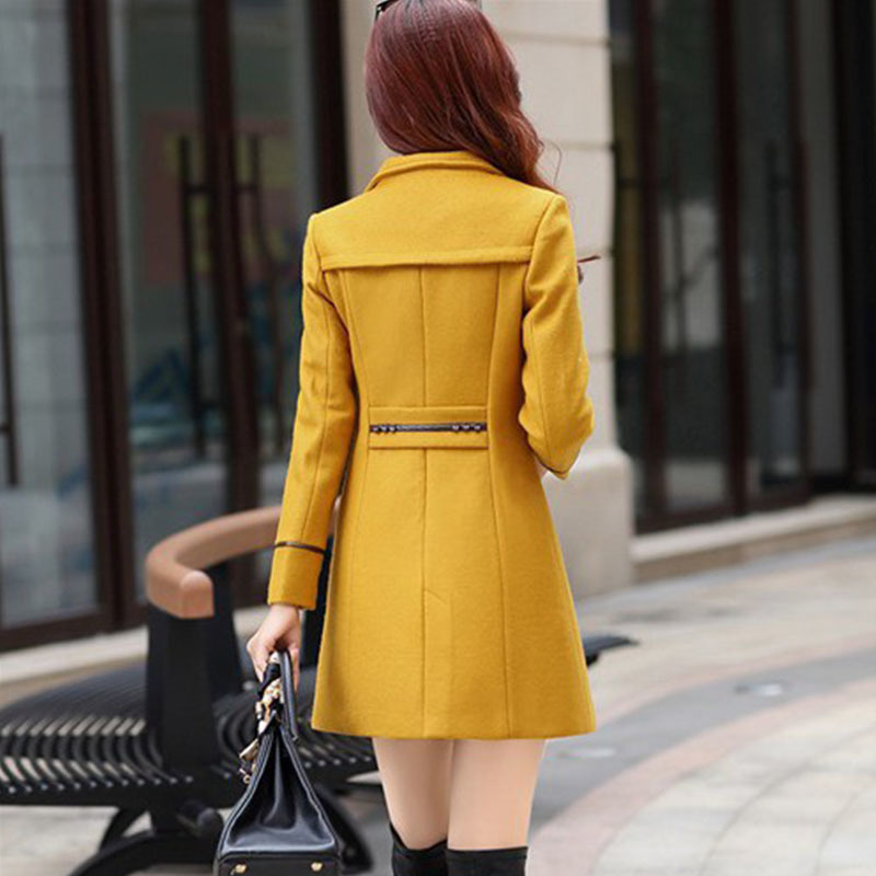 Women Wool Blend Warm Long Coat Plus Size Female Slim Fit Lapel Woolen Overcoat Autumn Winter Cashmere Outerwear 201112