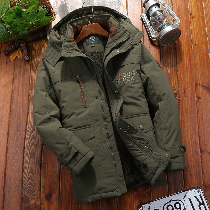 Mens Winter Parkas Fashion Warm Jackets New Plus Velvet Men Cotton Padded Casual Coats Outdoor Windproof Outerwear Big Size 201214