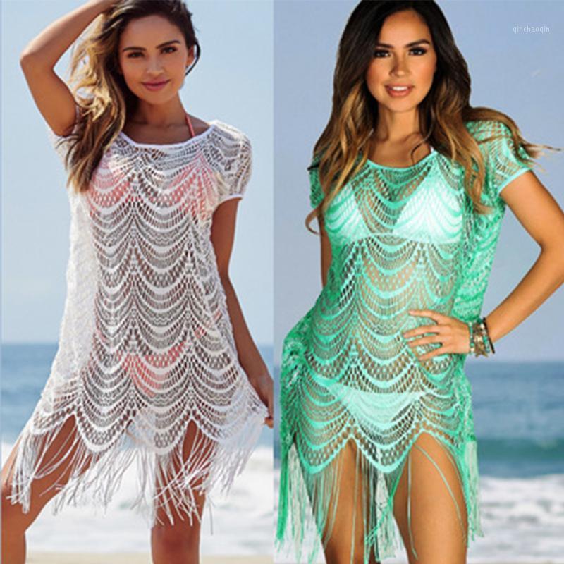 White Wave Lace Cover Ups Tassel Mesh See Through Swim Dress Beach Tunic Crochet Beachwear Transparent Short Mini Dress1
White Wave Lace Cover Ups Tassel Mesh See Through Swim Dress Beach Tunic Crochet Beachwear Transparent Short Mini Dress1