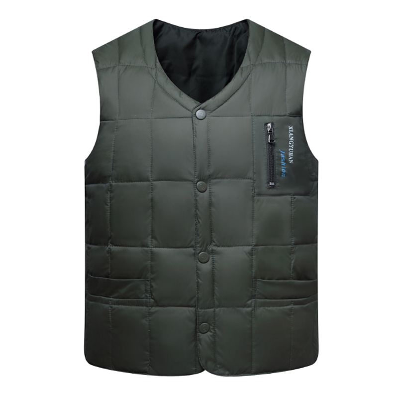 80% White Duck Down Vest Men Autumn Winter Warm Sleeveless V-neck Button Down Bodywarmer Waistcoat Thick Slim Casual Male Vest 201223