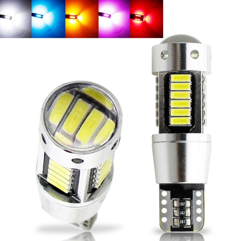 

2pcs W5W T10 LED Canbus 4014 SMD Lens Bulb 194 168 White Yellow Red Ice Blue Car Dome Reading Trunk Lamp Clearance lights 12V, As pic