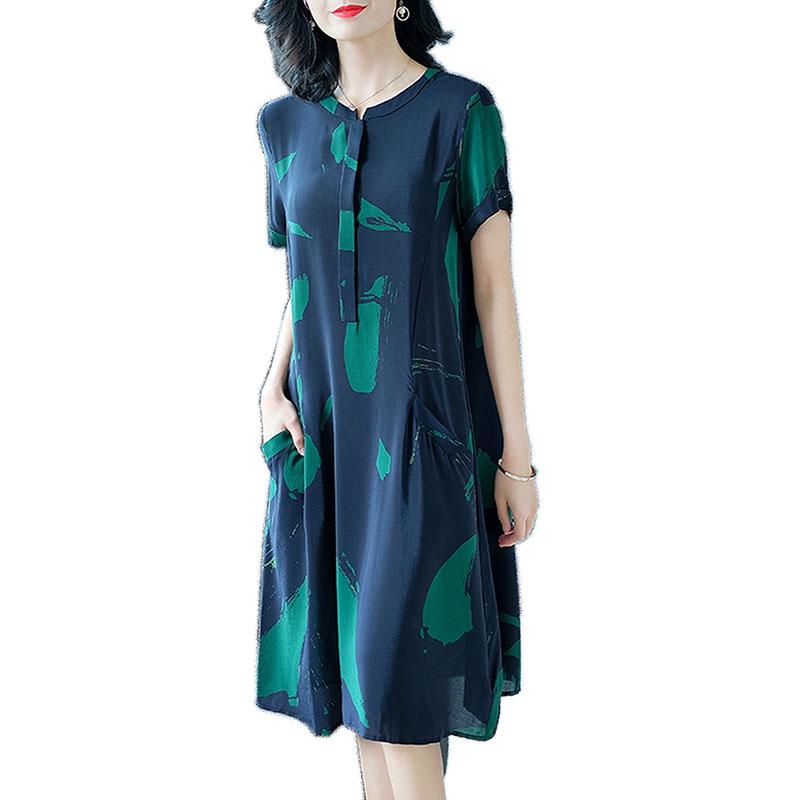 2020 WomenThe New Print Dress Short sleeve Round Neck Loose A-Line Dresses fashion elegant high quality Mid-length dress, Blue
2020 WomenThe New Print Dress Short sleeve Round Neck Loose A-Line Dresses fashion elegant high quality Mid-length dress, Blue