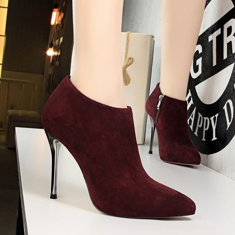 Pointed Metal Heel Women's Ankle Boots High Heels Fashion Side Zipper Ladies Shoes Solid Flock Concise Short Boots Woman Autumn, Black
Pointed Metal Heel Women's Ankle Boots High Heels Fashion Side Zipper Ladies Shoes Solid Flock Concise Short Boots Woman Autumn, Black