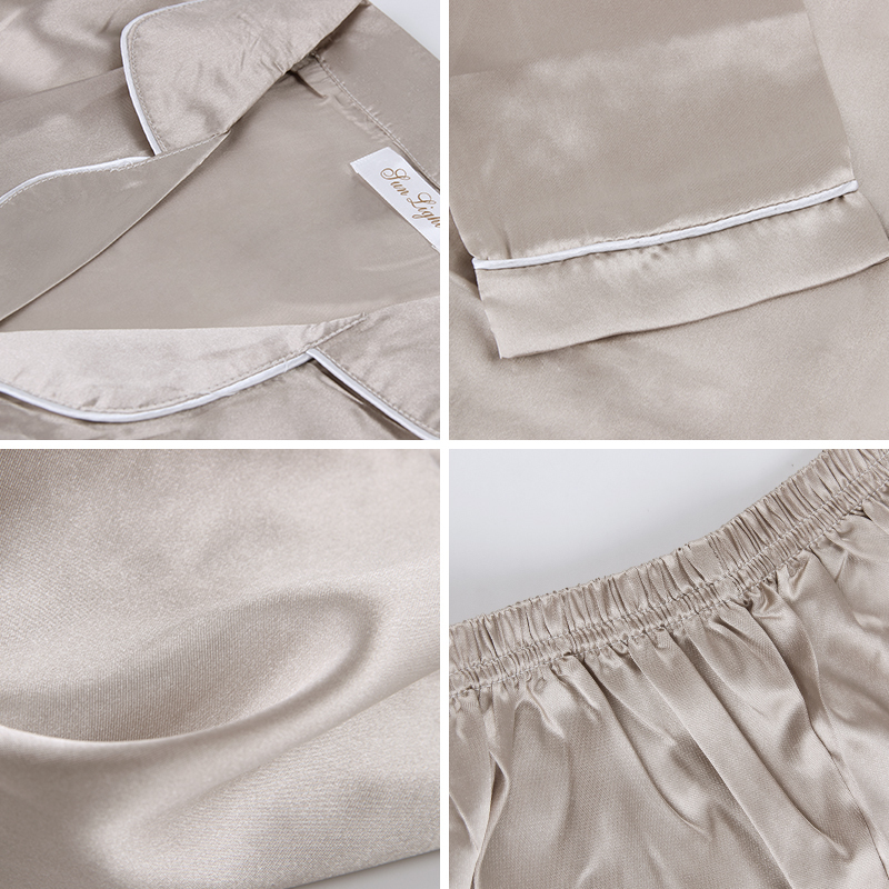 JULY'S SONG 2 Pieces Faux Silk Satin Pajamas Set Autumn Women Sleepwear Long Sleeve Nightgown for Female Ladies Pyjamas 201027
