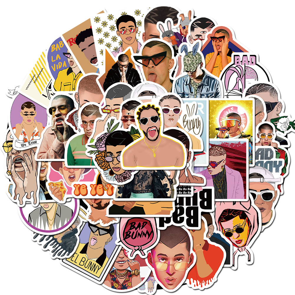 50Pcs/Lot Singer Bad Bunny Stickers Guitar Waterproof Graffiti Stickers Car Laptop Motor Skateboard Luggage Decals Classic Toy
50Pcs/Lot Singer Bad Bunny Stickers Guitar Waterproof Graffiti Stickers Car Laptop Motor Skateboard Luggage Decals Classic Toy