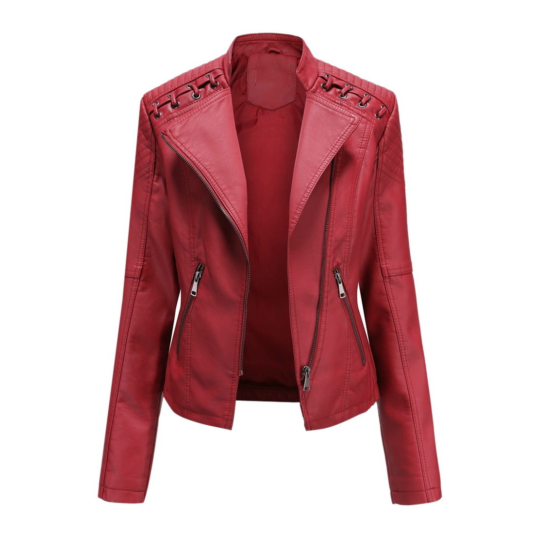 Leather Jacket For Women Spring Autumn Solid Slim Cool Female PU Faux Leather Jacket Women Basic Zipper Jacket Streetwear 201030