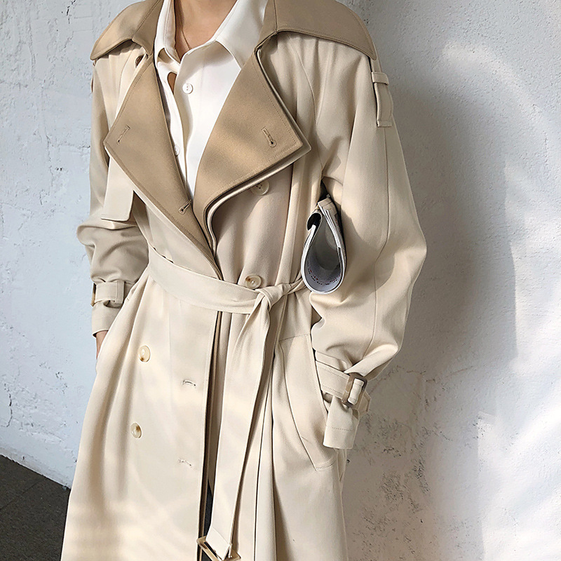 [DEAT] New Autumn Fashion Long Length Double Lapel Collar Sashe Women's Trench Coat High End England Style Clothes MX119 201102