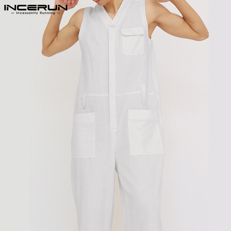 INCERUN Men Jumpsuits Casual Sleeveless Cargo Overalls Man Solid Color V Neck Rompers Loose Cotton Baggy Long Pants Chic Bottoms, White
INCERUN Men Jumpsuits Casual Sleeveless Cargo Overalls Man Solid Color V Neck Rompers Loose Cotton Baggy Long Pants Chic Bottoms, White