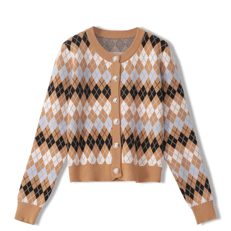 Women Sweater Vintage Wool Cardigan Button Knitwear Outwear Khaki Argyle Plaid Jumper Warm Sweater Women Autumn Patchwork Tops
Women Sweater Vintage Wool Cardigan Button Knitwear Outwear Khaki Argyle Plaid Jumper Warm Sweater Women Autumn Patchwork Tops