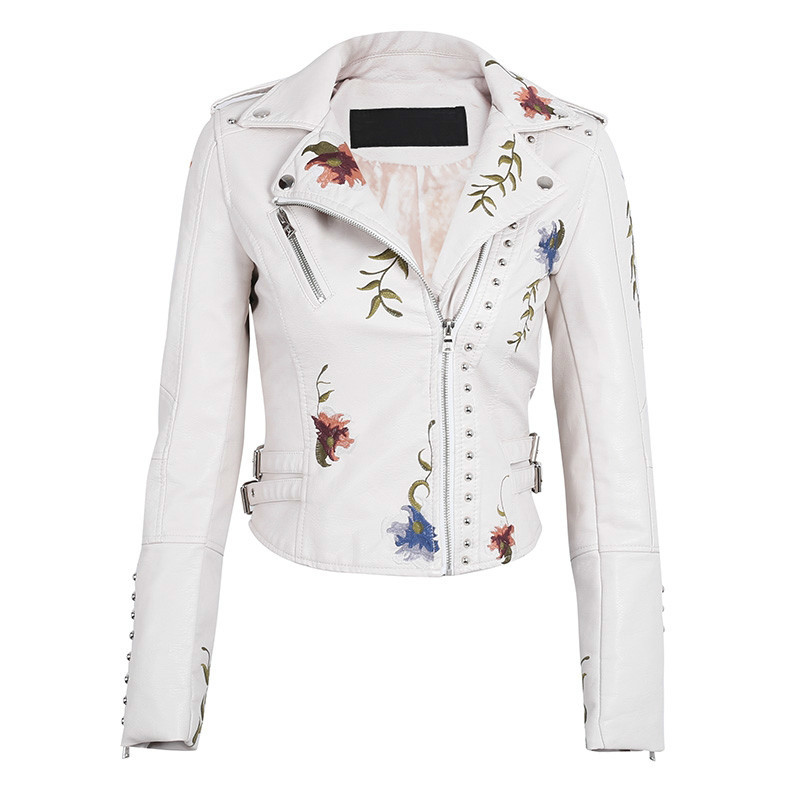 Women's Soft Jacket Floral Embroidered From Leather Jackets the Plutonium Epaulet 036k, Beige
Women's Soft Jacket Floral Embroidered From Leather Jackets the Plutonium Epaulet 036k, Beige