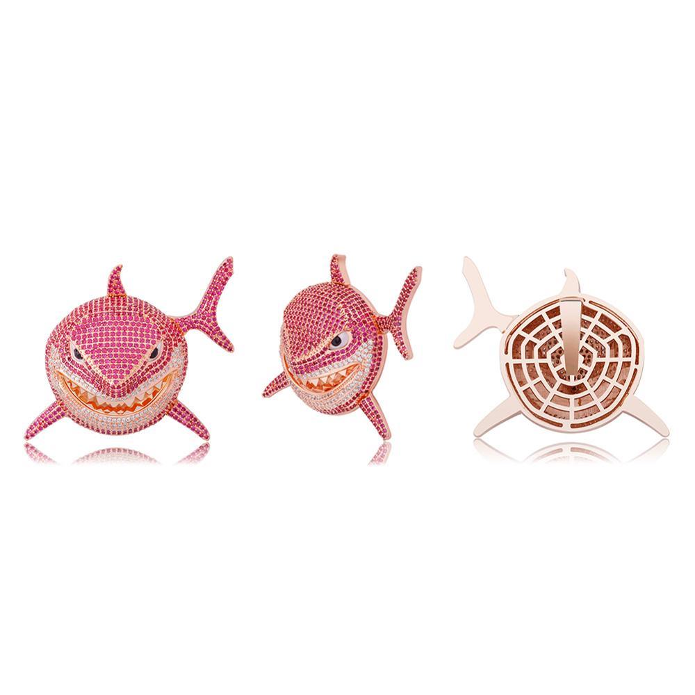 TOPGRILLZ Large 6IX9INE Shark Pendant Iced Cubic Zirconia Pendant Necklace Fashion Jewelry Gift 14mm Cuban Chain Can Passable 200928