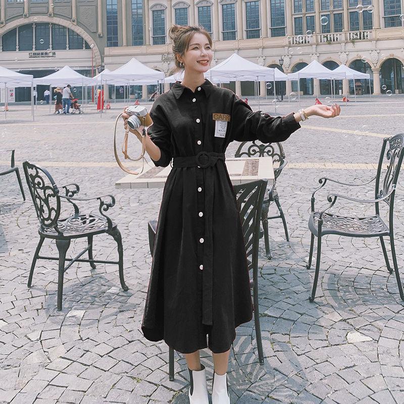 Red dress retro Hepburn style long skirt autumn 2020 new long sleeve shirt skirt with waist closing and thin temperament, Black
Red dress retro Hepburn style long skirt autumn 2020 new long sleeve shirt skirt with waist closing and thin temperament, Black