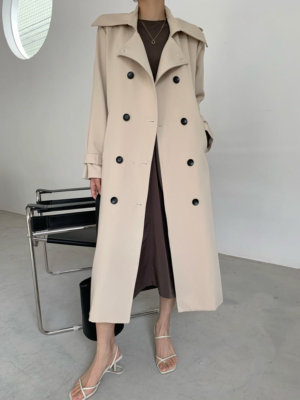 Toppies 2020 New Arrival Long Coat Women Double Breasted Slim Trench Coat Korean Outwear T200810