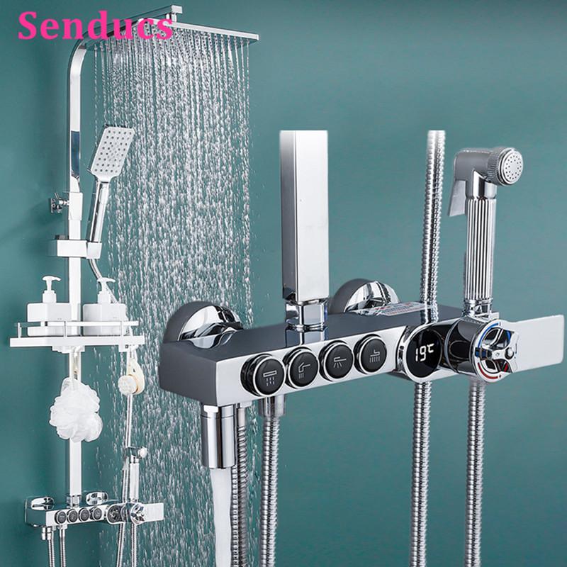 Bathroom Shower Sets Chrome Digital Set Copper Faucet System Wall-mounted Rainfall Spa Mixer Bathtub Tap
Bathroom Shower Sets Chrome Digital Set Copper Faucet System Wall-mounted Rainfall Spa Mixer Bathtub Tap