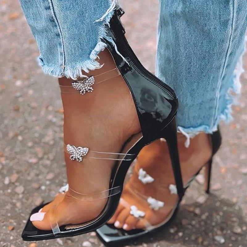 Crystal PVC Jelly Shoes Women Rhinestone Butterfly Transparent Sandals Open Toe Ankle Stap Gladiator High Heels Ladies Shoes, White
Crystal PVC Jelly Shoes Women Rhinestone Butterfly Transparent Sandals Open Toe Ankle Stap Gladiator High Heels Ladies Shoes, White