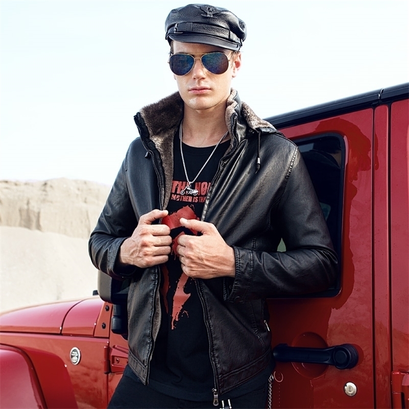 New Arrive Men's Leather Jackets Hooded Solid Slim Fit Zipper Coat Motorcycle PU Leather Jackets Men Fur Coats Thick Warm 11 201223, Black
New Arrive Men's Leather Jackets Hooded Solid Slim Fit Zipper Coat Motorcycle PU Leather Jackets Men Fur Coats Thick Warm 11 201223, Black