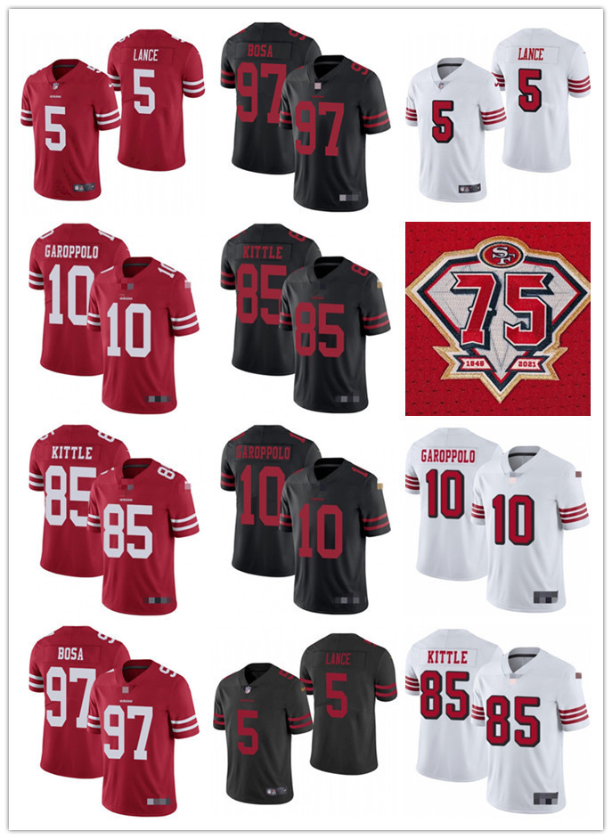 75th Men Women Youth San Francisco''49ers''85 George Kittle 10 Jimmy Garoppolo 5 Trey Lance 97 Nick Bosa Red Custom Foot, Black;red
75th Men Women Youth San Francisco''49ers''85 George Kittle 10 Jimmy Garoppolo 5 Trey Lance 97 Nick Bosa Red Custom Foot, Black;red
