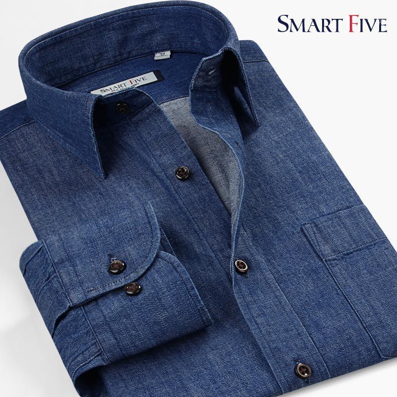 Men's Casual Shirts Smart Five Brand High Quality Male Slim Business Cotton Long Sleeve Denim Shirt Men Plus Size 5XL 6XL1, Sfl5s181 dark blue
Men's Casual Shirts Smart Five Brand High Quality Male Slim Business Cotton Long Sleeve Denim Shirt Men Plus Size 5XL 6XL1, Sfl5s181 dark blue
