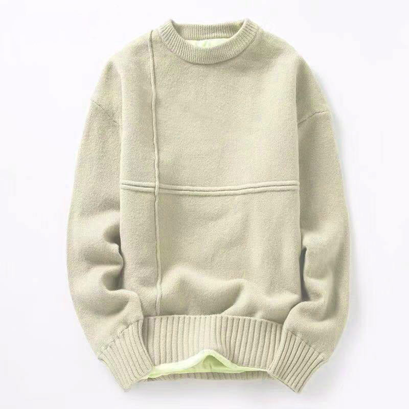 Eachin Cotton Knitted Sweater Men Autumn Winter Fashion Solid Wool Liner Pullovers Mens O-neck Thick Oversized Sweaters 201022
