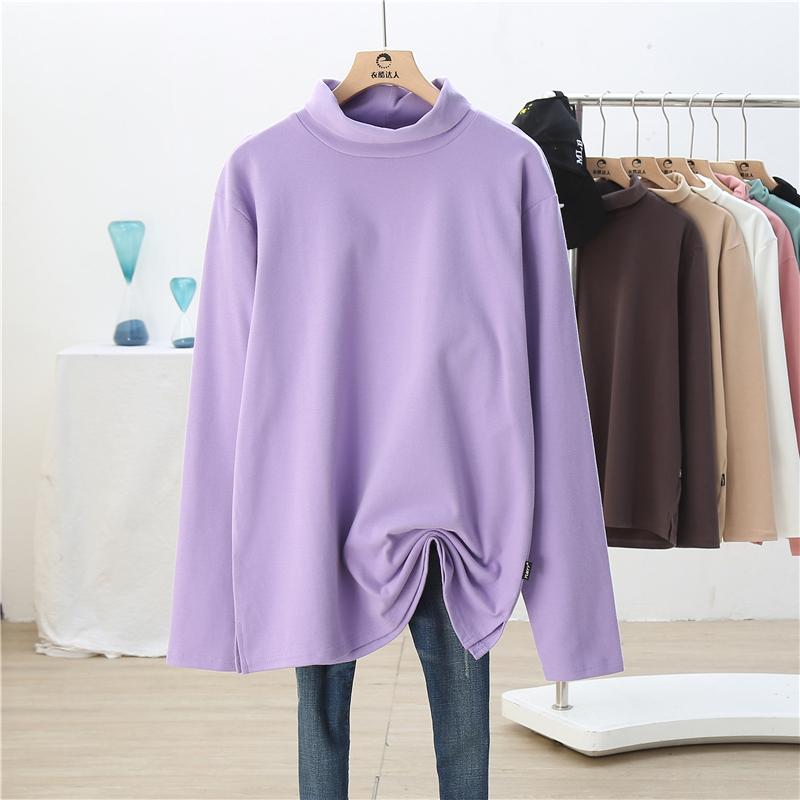 All-match High Collar Long Sleeve Basic Tshirts Women Pure Color Cotton T-shirts Autumn Winter Pullovers Top Pink Purple Black, Beige
All-match High Collar Long Sleeve Basic Tshirts Women Pure Color Cotton T-shirts Autumn Winter Pullovers Top Pink Purple Black, Beige