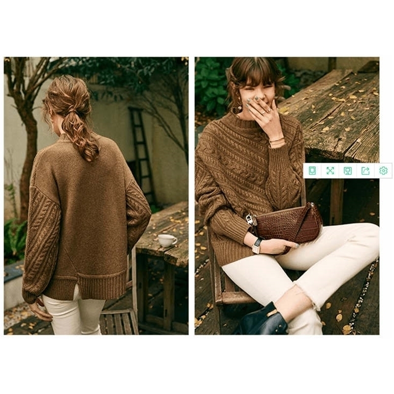 wool sweater female half-high collar oblique twisted loose loose lazy wind wool bottoming sweater women knitted pullover 201201