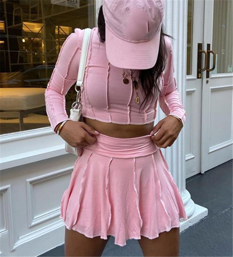 Women 2 Pieces Set Stretch Bodycon Long Sleeve T-shirt Patchwork Crop Top Mini Pleated Skirt Party Clubwear Tracksuit
Women 2 Pieces Set Stretch Bodycon Long Sleeve T-shirt Patchwork Crop Top Mini Pleated Skirt Party Clubwear Tracksuit