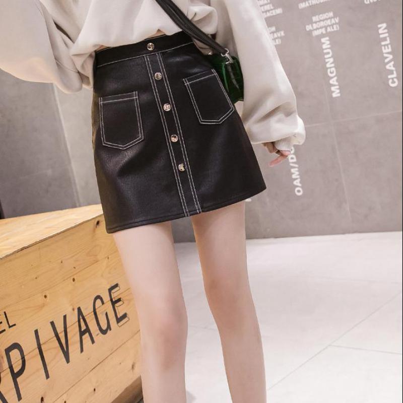 2020 Autumn Winter Women Fashion A-line Faux Leather Pu Mini Empire Skirts Female Back Zipper Solid High Waist Zip Skirt, Black
2020 Autumn Winter Women Fashion A-line Faux Leather Pu Mini Empire Skirts Female Back Zipper Solid High Waist Zip Skirt, Black