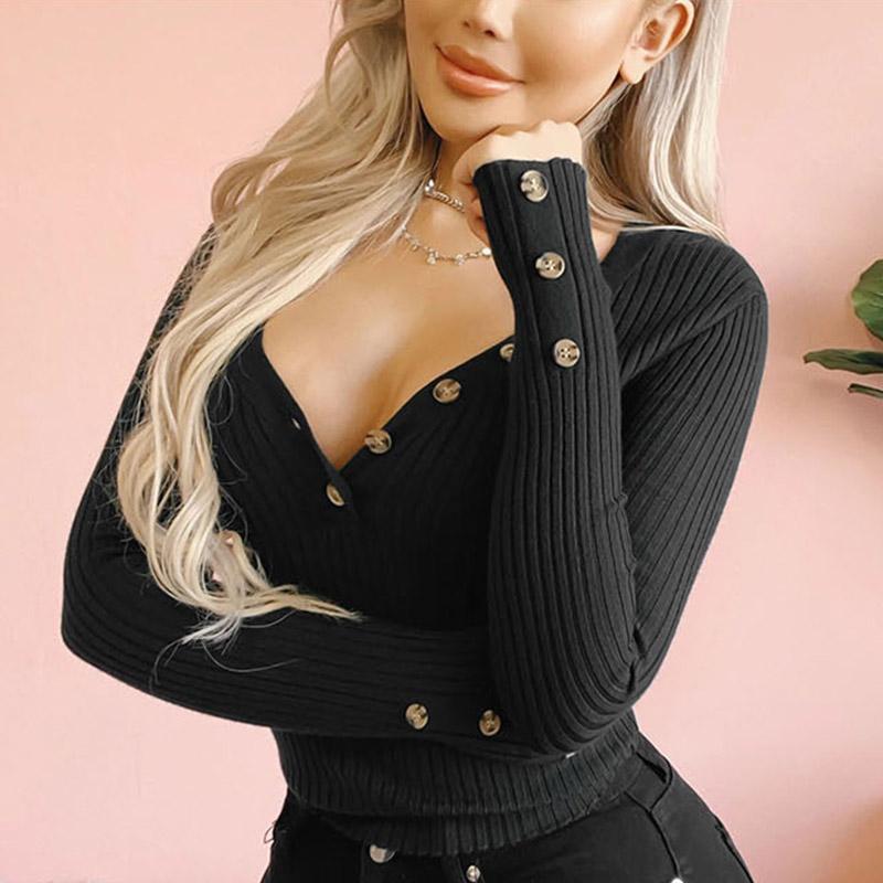 Women Sexy Button Deep V neck Blouse Autumn Long Sleeve Solid Pullover Top Female Casual Ribbed Elastic Soft Slim Blouse Blusa, Beige
Women Sexy Button Deep V neck Blouse Autumn Long Sleeve Solid Pullover Top Female Casual Ribbed Elastic Soft Slim Blouse Blusa, Beige