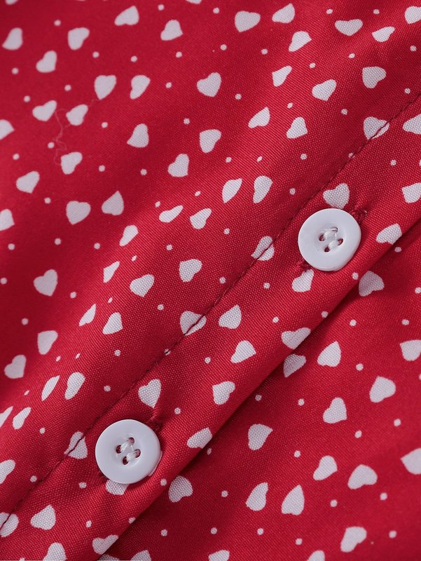Baby Confetti Heart Print Puff Sleeve Button Back Dress SHE