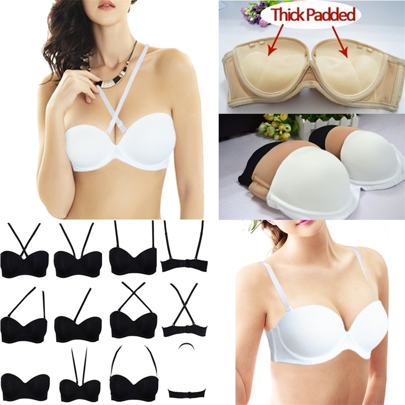 

Fashion Wedding Multiway Underwear Add 2 Cup Support Padded Push Up Bra Strapless Bras Underwear Size 32 34 36 38 40 A B C D Top 201202, Nude