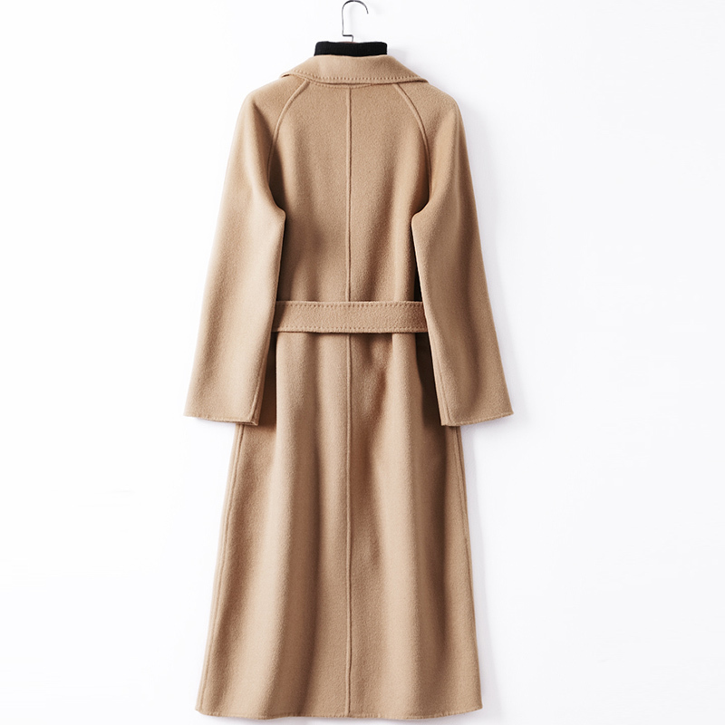 Wool Coat Women Autumn High Street Turn-down Collar Long Sleeve Outwear Black Camel Women's Long Cashmere Coats 201027