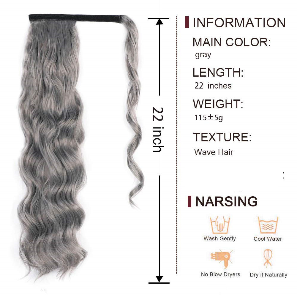 Custom natural curly wavy grey updo bun puff pony tail hairpiece Wrap around clip in with two combs easy ponytail gray hair extensions