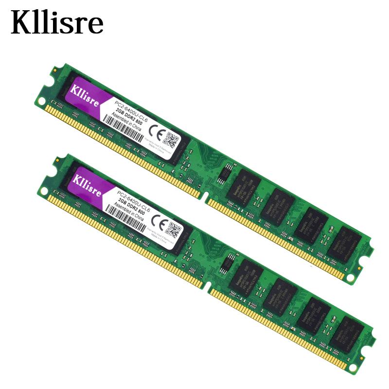 

Kllisre 4GB (2pcsX2GB) DDR2 2GB Ram 800Mhz PC2-6400U 240Pin 1.8V CL6 Desktop Memory