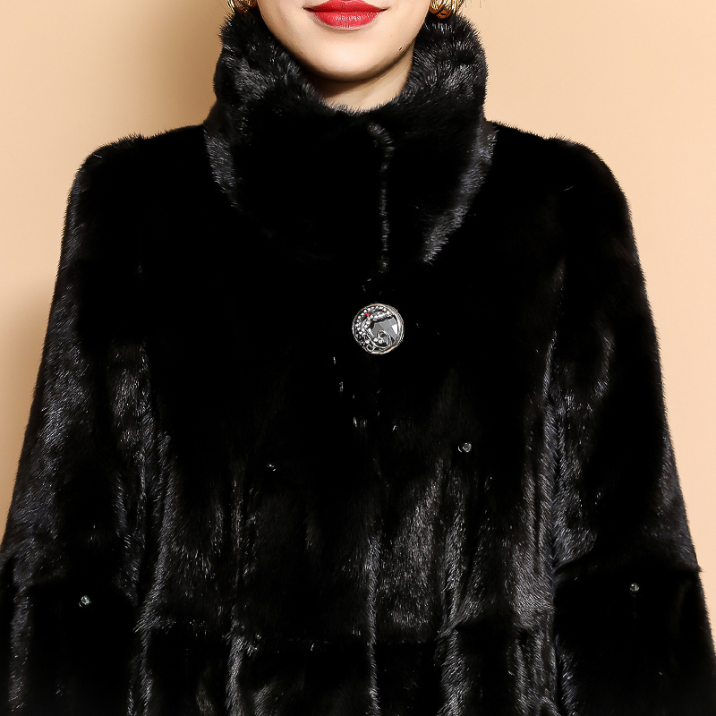 Nerazzurri Winter black pleated faux fur coat long flare sleeve stand collar Skirted soft plus size fluffy faux fur jacket women 201110