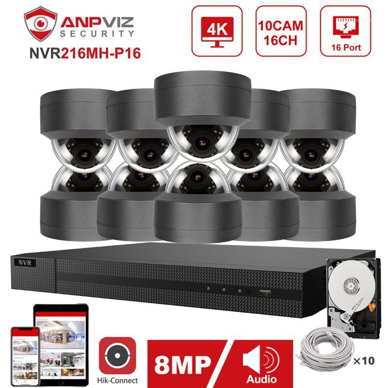 

Hikvision OEM 16CH 4K NVR Anpviz 10pcs 8MP POE IP Camera System Indoor/Outdoor IP Camera Security Surveillance Kit IP66 30m P2P1