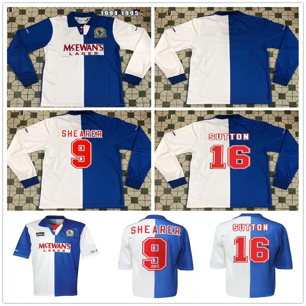 1994 1995 Retro Blackburn Rovers Soccer Jerseys 94 95 Home 9 SHEARER 16 SUTTON 20 BERG 7 RIPLEY Custom Short Sleeve Long Football Shirts, White
1994 1995 Retro Blackburn Rovers Soccer Jerseys 94 95 Home 9 SHEARER 16 SUTTON 20 BERG 7 RIPLEY Custom Short Sleeve Long Football Shirts, White