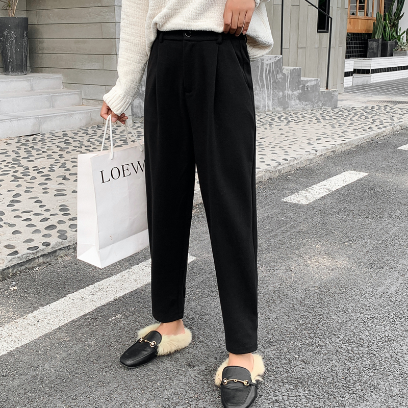 Autumn and Winter Loose Pants High Waist Broad Legs Straight Ankle-length Plus Size Pants Harem Pants Trousers 6997 50 201228