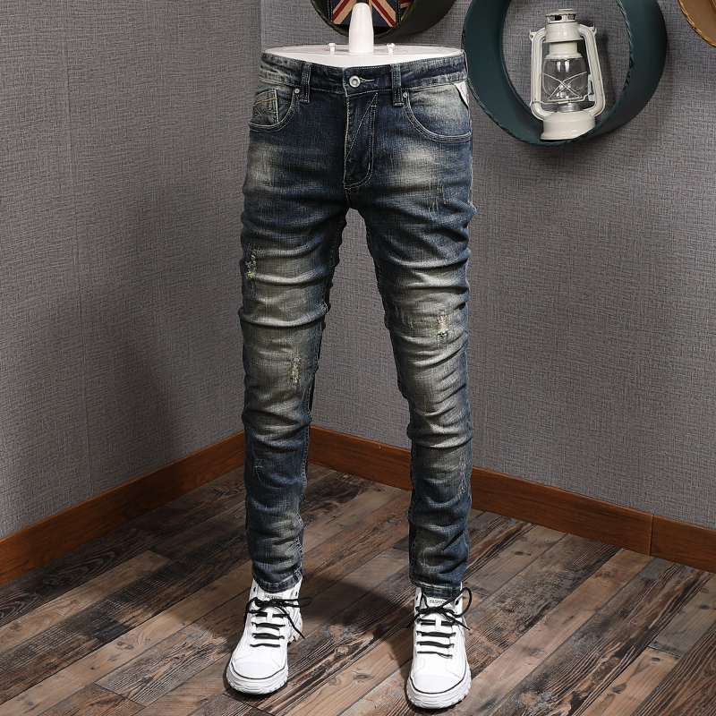 2021 New Italian Style Fashion High Quality Retro Wash Slim Fit Ripped Men Denim Pants Streetwear Vintage Designer Jeans 83do, Retro dark blue
2021 New Italian Style Fashion High Quality Retro Wash Slim Fit Ripped Men Denim Pants Streetwear Vintage Designer Jeans 83do, Retro dark blue