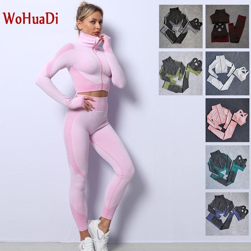 WOHUADI 3pcs Women' Sportswear Set Yoga Sets Female Sport Gym Wear Running Fitness Long Sleeve Shirt+Bra+Leggings Dropshipping, Pink purple pant
WOHUADI 3pcs Women' Sportswear Set Yoga Sets Female Sport Gym Wear Running Fitness Long Sleeve Shirt+Bra+Leggings Dropshipping, Pink purple pant